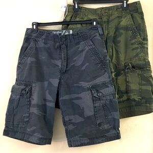 Wear First Camo Cargo Shorts Bundle Size 32 Gray Green 100% Cotton Relaxed Y2K